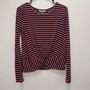 Hippie Rose Striped Burgundy Long Sleeve Shirt Size Small